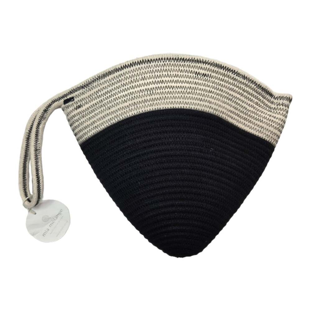 Mia Melange South African Black and White Cotton Corded Zip Clutch Wristlet Bag